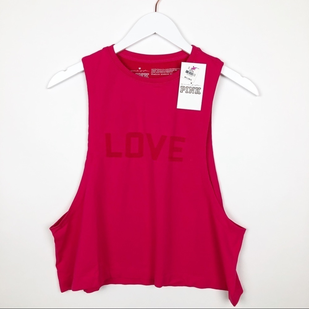 PINK VICTORIA’S SECRET RED TANK TOP SIZE MEDIUM